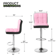 thumbnail image 2 of Magshion Set of 4 Adjustable Bar Stools with Square Stitch Backrest and Chrome Base Kitchen Counter Height Barstools, Pink/Black, 2 of 9