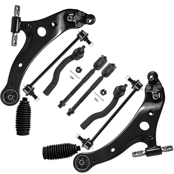 Detroit Axle - 10pc Front Lower Control Arms Tie Rods w/ Boots Sway Bars for 2007-2011 Toyota Camry