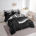 thumbnail image 3 of Manfei Musical Piano 7-Piece Bedding Comforter Set,Music Theme King Bedding Sets,Black Splash Ink Bed Sheets For Kids,Ultra Soft Home Decor Reversible, 3 of 8