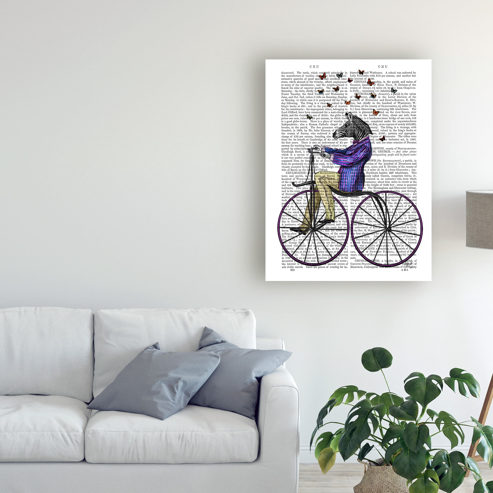 Trademark Fine Art 'Zebra On Bicycle' Canvas Art by Fab Funky