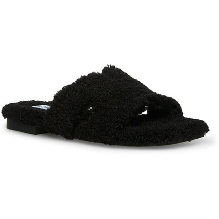 

Steve Madden Seek Black Slip On Squared Open Toe Comfy Low Heel Slipper (Black 8)