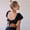 w93# Black641, variant on Wuxian Women 2 Piece Bikini Set Solid Color Swimwear Short Puff Sleeve Square Collar Crop Top Push Up Bra High Waist Ruffled Lace Up Fashionable Cozy Bathing Suit Swimsuit,Black,L