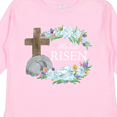 thumbnail image 4 of Inktastic Easter He Has Risen with Cross and Flowers Boys or Girls Long Sleeve Toddler T-Shirt, 4 of 5