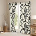 thumbnail image 3 of Homewish Vintage Damask Kitchen Curtains, Classic Gothic Flower Black Out Curtains Pack of 2 (42x63 Each), Ivory Black, 3 of 5