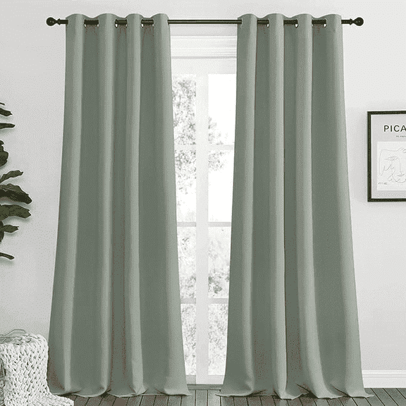 NICETOWN Blackout Curtains Noise Reducing and Privacy Room Darkening Thermal Drapes, 2 Panels, Greyish Green, W55 x L96