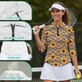 thumbnail image 6 of Uorisanigo Tribal Sunflower Women Long Sleeve Golf Polo Shirts Casual Comfortable Quick Dry Athletic Polo Shirts Soft Breathable Tennis Tops Quarter Zip Womens Outing Wear Size L, 6 of 7