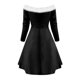 thumbnail image 3 of Vestido de mujer informal de Navidad de color sólido de manga larga con hombros descubiertos a la rodilla para minivestido de fiesta Pompotops  hdfakjf8948, 3 of 5
