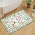 thumbnail image 2 of Hasoo Green Scalloped Doormat 2x3 Non-Slip Washable Low Pile Floral Snake Print for Bathroom Indoor Throw Rug, 2 of 5