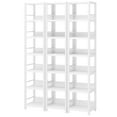 thumbnail image 2 of Fnova 75" 6-Tier Corner Bookshelf, Tall Narrow Rustic Wood Open Storage Rack, Square Bookcase Display Stand for Small Spaces in Living Room, Bathroom, 2 of 17