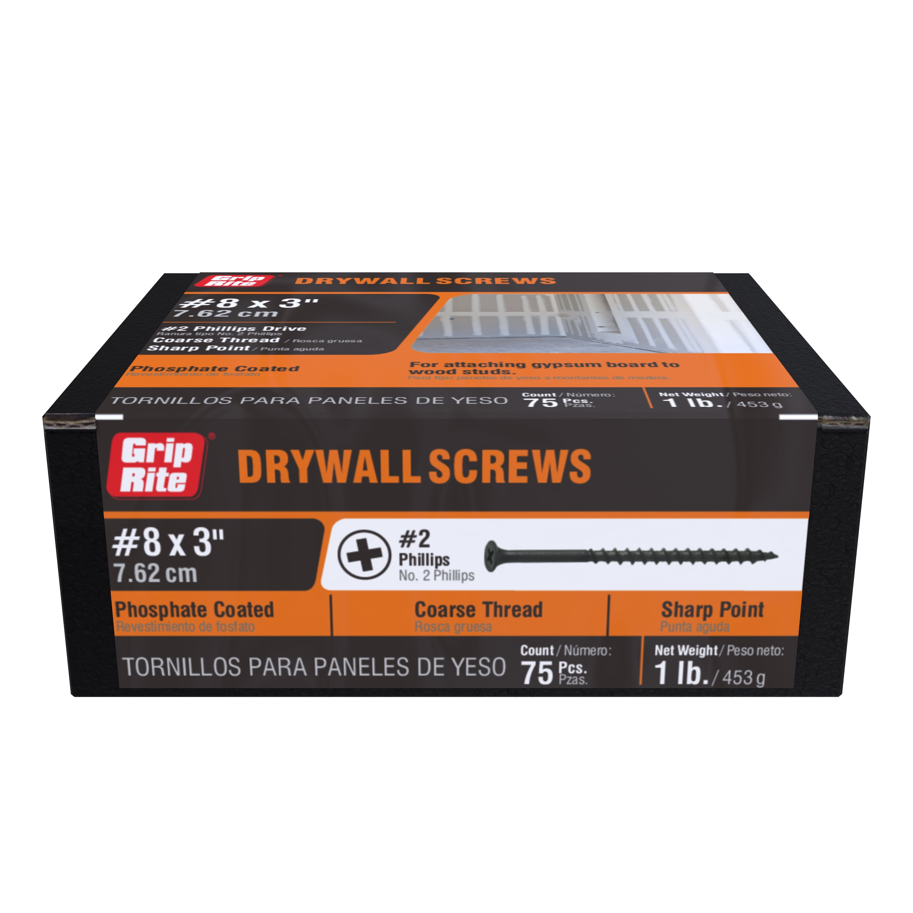 2 pack) Grip-Rite #8 x 3 in. Phillips Bugle-Head Coarse Thread