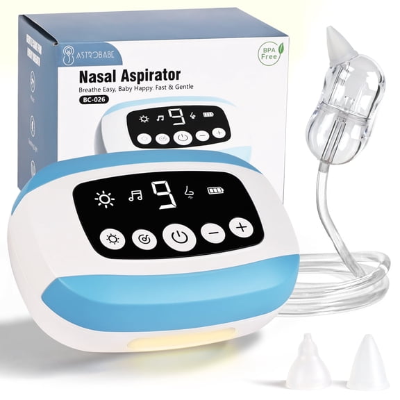 Nasal Aspirator for Baby, Hospital-Grade Nose Sucker with 9 Levels Suction, Night Light, Lullabies, Electric Nose Suction for Baby with Food-Grade Silicone Nozzles
