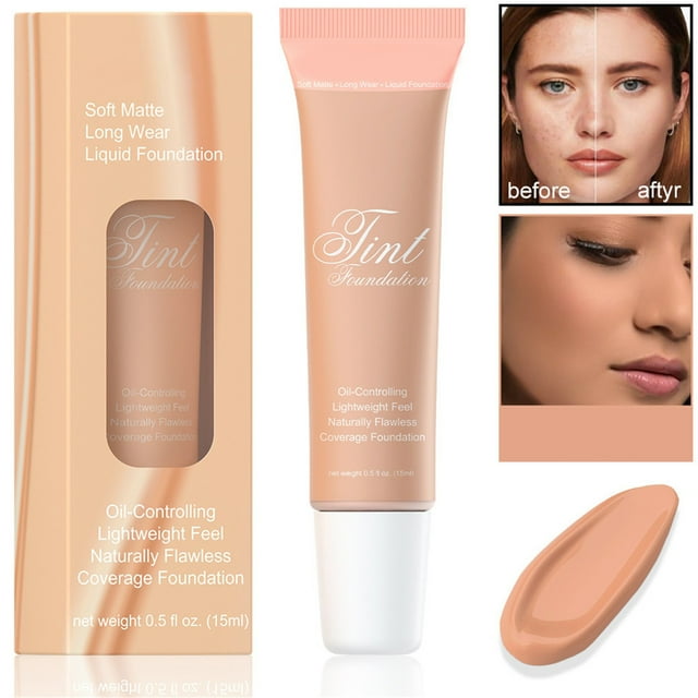 Women Fashion Concealer Oil Control Liquid Foundation Natural Light Base Makeup To Cover Skin Defects Pores Foundation Make Up 15ml