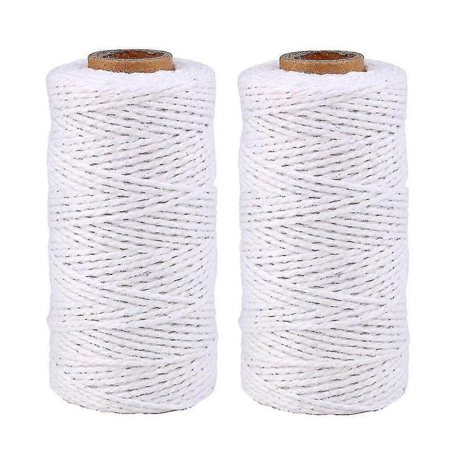Hilo de algodón de 2 mm y 100 m, 8 capas, color liso, decorativo para manualidades, regalos, repostería y envolturas.