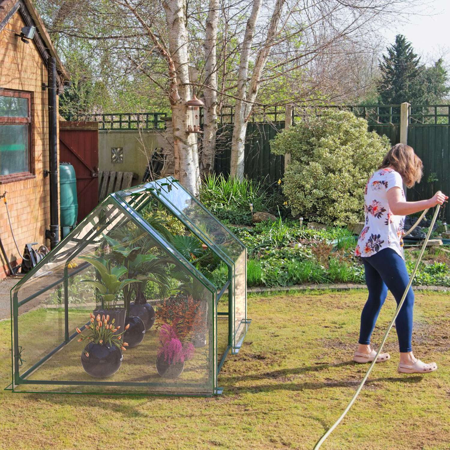 Portable Mini Greenhouse With Roll-Up Zipper Doors Waterproof UV-Resistant PVC Cover Hot House For Indoor Outdoor Garden Patio Backyard, 70.86*33.46*37.4 in