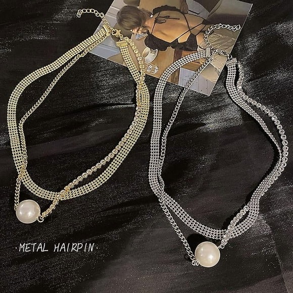 2pcs New Double Pearl Diamond Necklace Clavicle Necklac