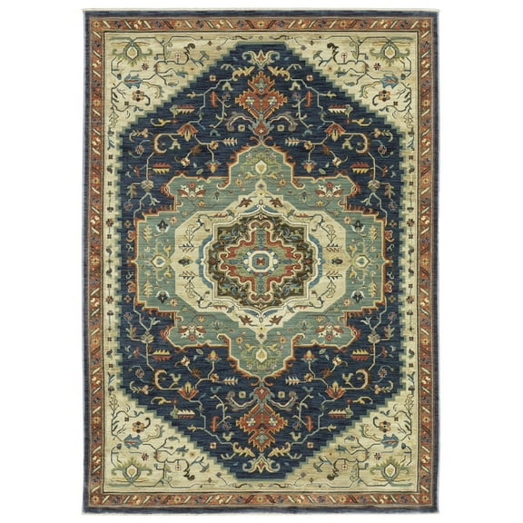 Oriental Weavers Francesca Area Rug - FR09F - 7'10" x 10'10" - in Blue/ Multi - Vintage Inspired, Stain Resistant, Family and Pet Friendly , Dining, Living Room Rug