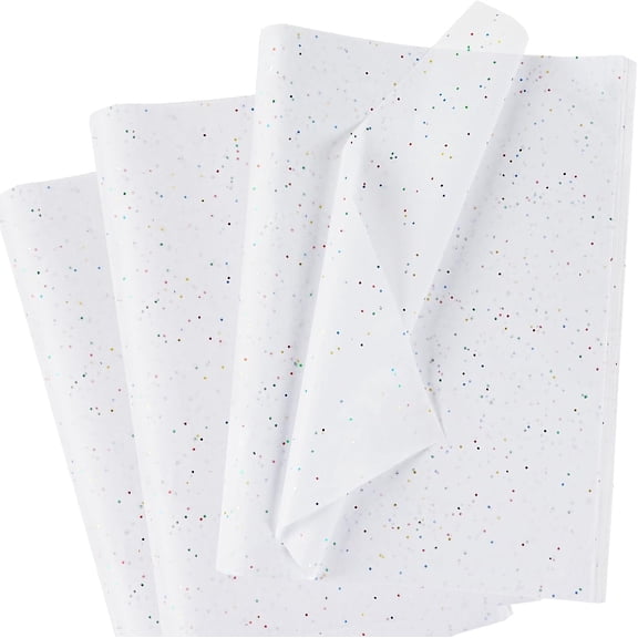 White Tissue Paper for Gift Bags, 60 Sheets 20‘‘ × 14‘‘ Glitter Packaging Wrapping Crafts, Bulk Birthday Wedding Baby Shower Christmas Party Decoration -