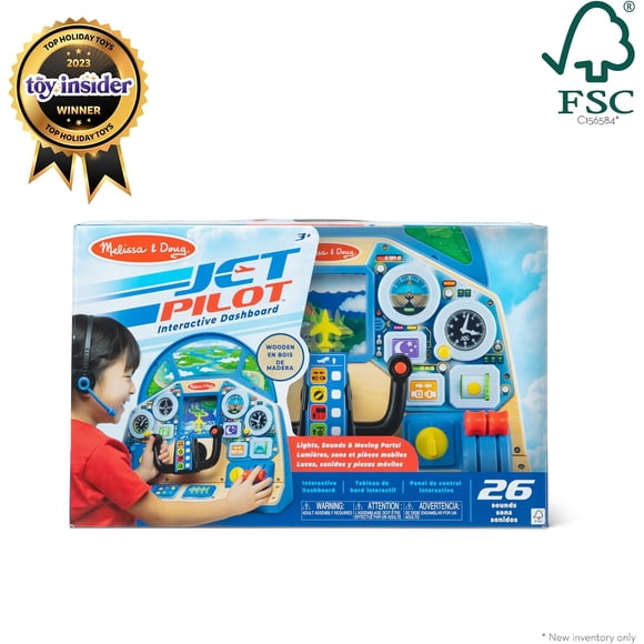 Melissa & Doug Tableau de Bord Interactif de Pilote d'Avion Jouet en Bois pour Garçons et Filles de 3 Ans et Plus - Certifié FSC