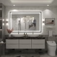 thumbnail image 2 of GODCHAR LED Bathroom Mirror Rectangular Anti-Fog Modern Style Mirror in Tempered Glass Black Frame 55x36 inch, 2 of 10