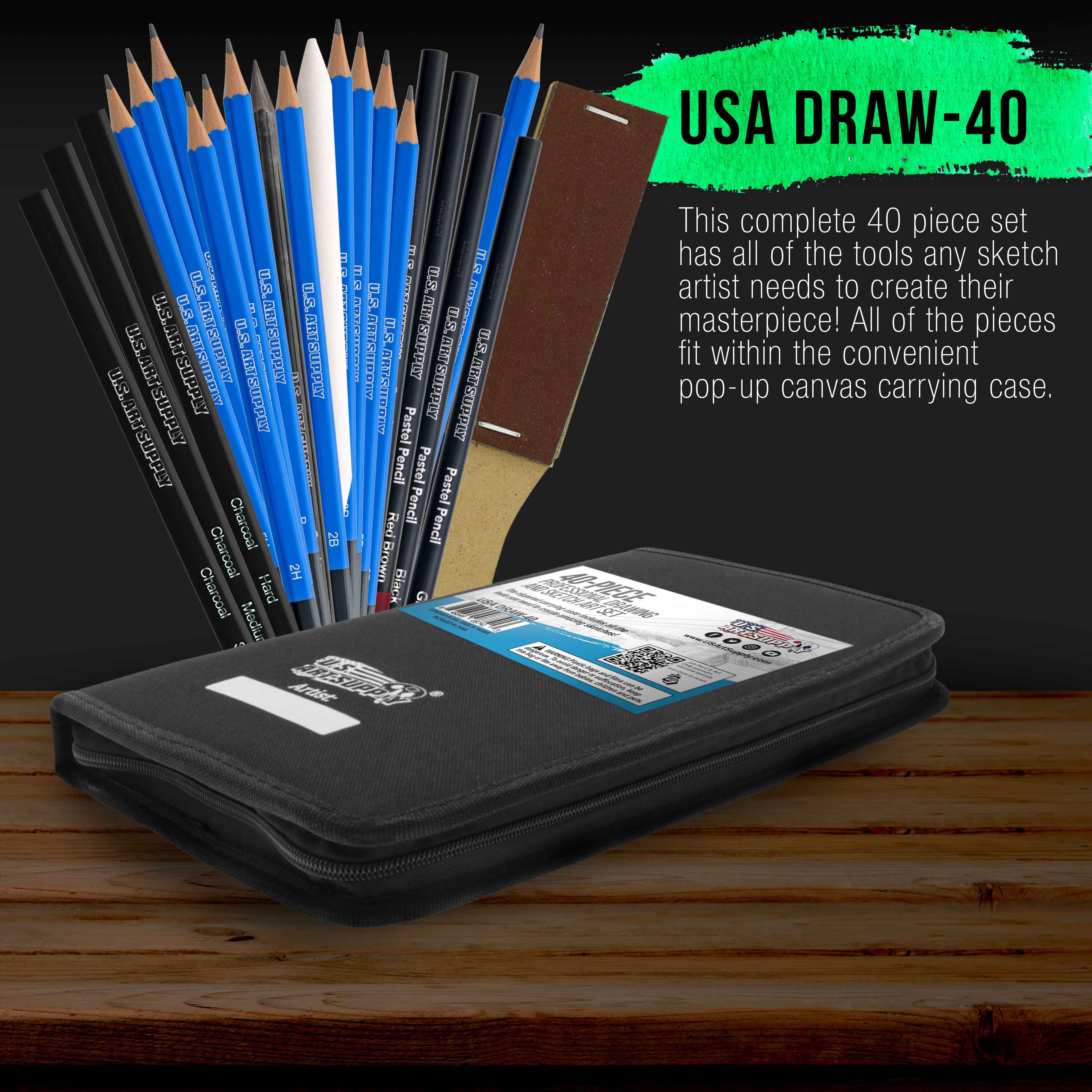ZAIYIF 101 Drawing Set Sketching Kit, Pro Art Supplies Include 50 Pages  3-Color Sketchbook, Colored, Watercolor, Graphite, Charcoal & Metallic  Pencil