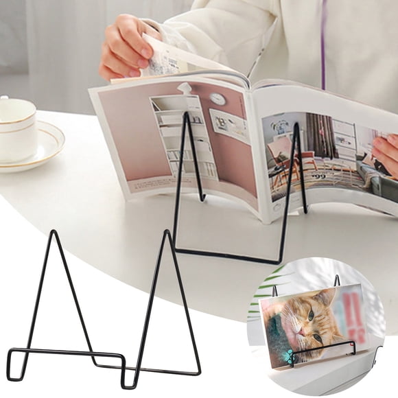 Black Metal Display Stand Square Plate Holder for Decorative Artwork and Picture Frames