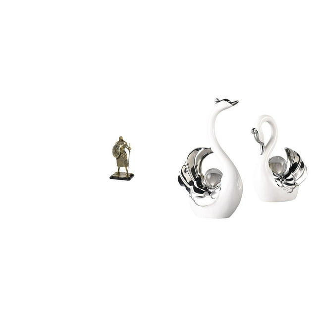 Elegante Conjunto De Esculturas De Caballero Y Cisne, Adorno De Escritorio Creativo De Estilo Europeo, Figura Decorativa Para Sala De Estar, Entrada O Centro De Mesa.