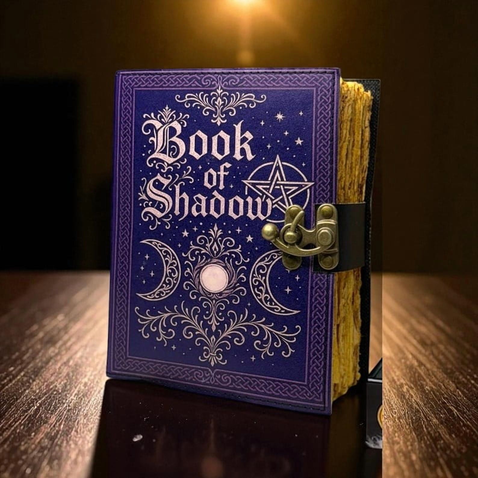 Leather Book of Shadows – Handmade 5x7 Inch Grimoire Journal, 200 Deckle Pages, Wiccan Pagan Spellbook, Gothic Witchcraft Notebook