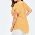 thumbnail image 4 of iHengLiXing 2026 Plus Size Spring Tops for Womens Dressy Casual Fashion women Casual V-Neck Solid Print Lace Short Sleeve T-Shirt Summer Plus Size Tops Yellow XL, 4 of 9