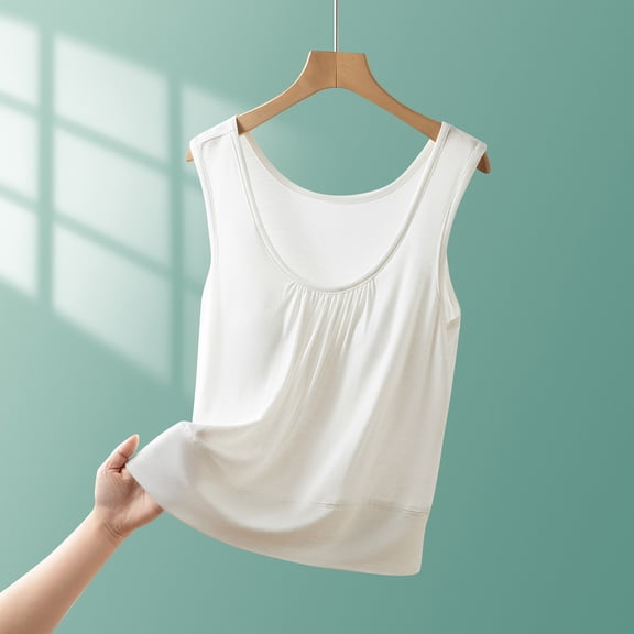Pejock Women's Summer Tank Tops, Breathable Pleated Sleeveless Tops, Loose Fit Casual Blouse, Flowy Round Neck Shirt, Lightweight & Comfortable, Beach & Streetwear