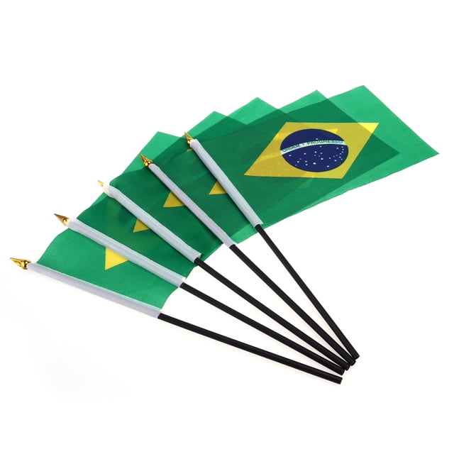 5 banderas decorativas y duraderas para ondear a mano, banderas nacionales de Brasil