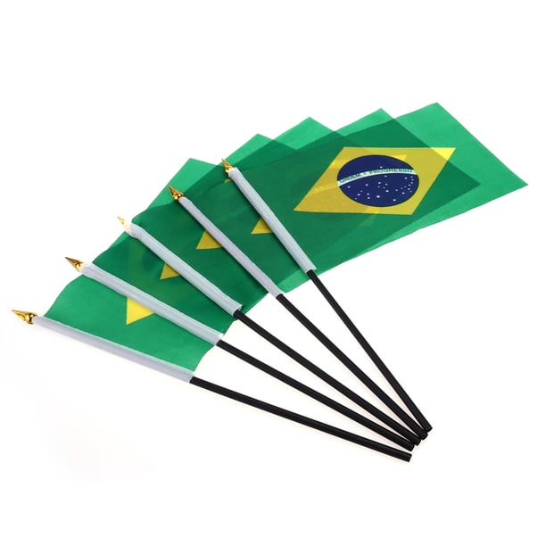 5 banderas decorativas y duraderas para ondear a mano, banderas nacionales de Brasil