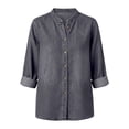 thumbnail image 5 of Ltctricy Women's Button down Denim Shirt Collared Casual Long Sleeve Tops Fall Loose Fit Trendy Jean Shirt, 5 of 7