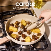 CAROTE 28-Piece Ceramic Pots and Pans Set, Nonstick Cookware Set with Lids, Induction Compatible, Oatmeal