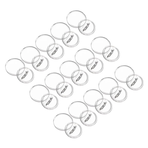 Uxcell 1.46inch Acrylic Button Pin Badge, 25 Set Round Pin Blank Buttons Badges Kit, Clear