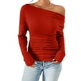 thumbnail image 5 of Womens Blouse Off Shoulder Long Sleeve Slim Crop Going Out Sexy Trendy Tops, 5 of 9