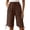 AB271 Coffee, variant on Womens Shorts Solid Color Elastic Waist Straight Leg Shorty Women Loose Fit Bermuda Shorts Navy Size S
