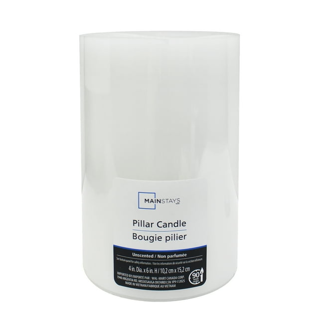 Mainstays Unscented White Pillar Candle