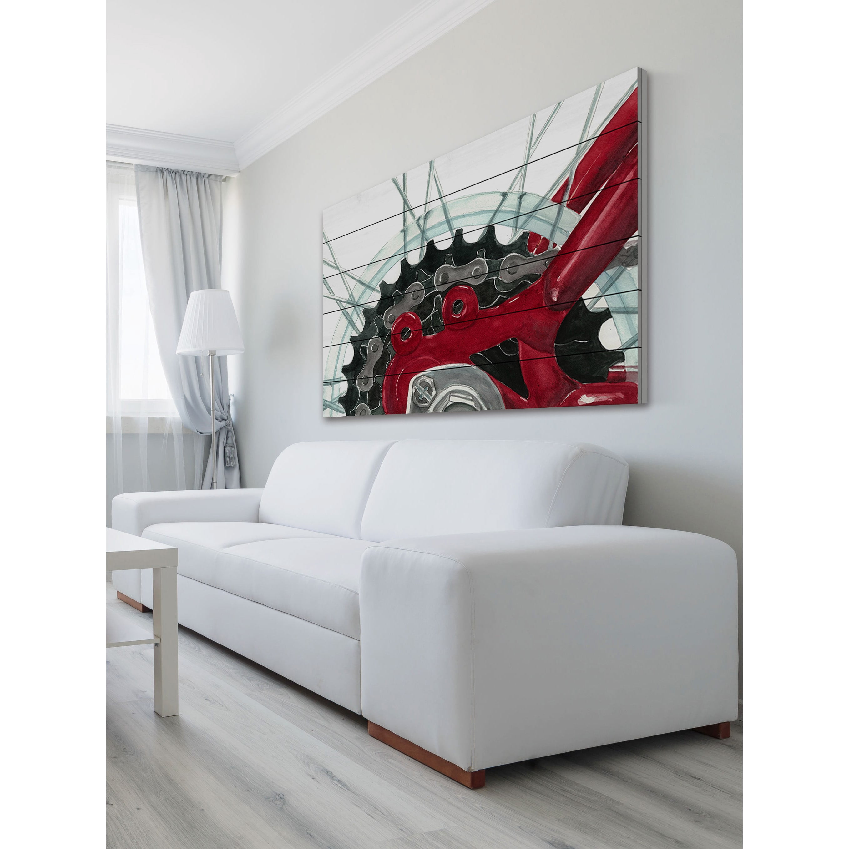 "18 Gears" Painting Print on White Wood