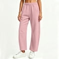 thumbnail image 2 of Sweatpants for Women Wide Leg Elastic Waist Thin Fleece Lounge Pants Pink Loose Gym Workout Pants Size M, 2 of 9