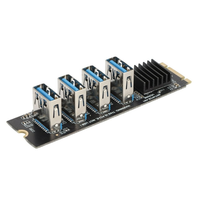 M.2 NVME To PCIE 1X Riser Card, Wide Compatibility M.2 To 4 PCIE Ports Riser Card Simple Design High Stability For Mining