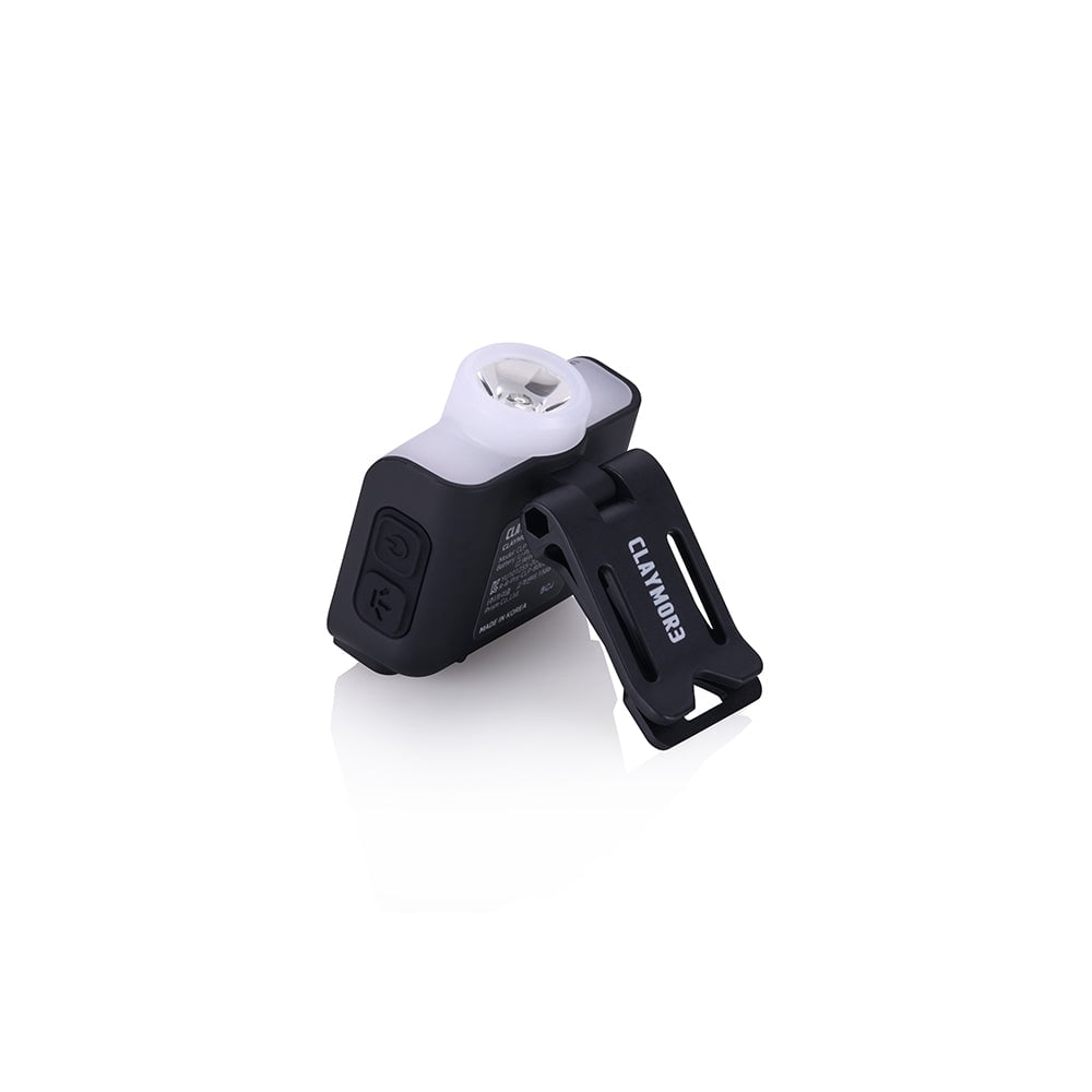 Claymore Capon 80C (Black) - LED Rechargeable Clip-On Cap Headlamp, Lightweight Hat Light for Camping, Running, Emergency & Industrial Use, Waterproof, Hands-Free Sensor, 45 Hours Battery Life.
