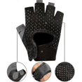 thumbnail image 3 of CHAO Guantes de gimnasio para mujer, de medio dedo, para levantamiento de pesas, con almohadilla de gel antideslizante, para entrenamiento de culturismo y ciclismo, talla M, color negro, 3 of 5