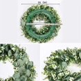 thumbnail image 3 of Green Wreaths for Front Door Artificial Eucalyptus Wreath 16 Inch Spring Summer Door Wreath for Wall Home Decor, 3 of 5