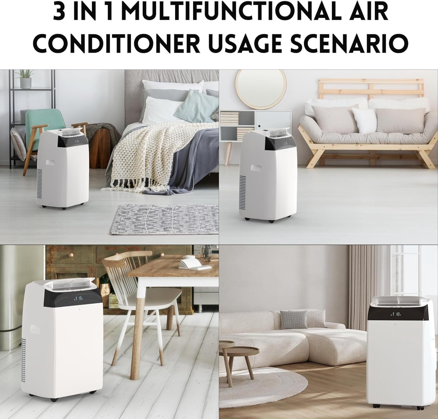 Garvee 12000 BTU Portable Air Conditioner with 3-in-1 Functionality,24-Hour Timer for Bedroom, Office, Cools Up to 550 sq.ft,White
