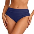 thumbnail image 2 of High Waisted Bikini Bottoms for Women Solid Color Ruched Swim Bottom Bathing Suit Bottoms, 2 of 5