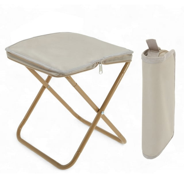 Taburete de Camping Portátil Único Bargains Mini Silla de Camping al Aire Libre con Bolsa de Transporte con Cremallera Silla Plegable Silla de Camping para Pesca Viajes Picnics Caqui