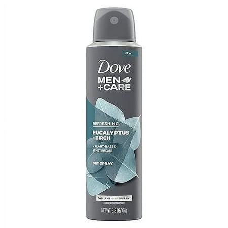 Dove Men+Care Refreshing Eucalyptus, Birch Dry Spray Antiperspirant Deodorant, 3.38 Oz, 3 Pack