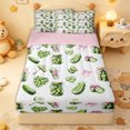 thumbnail image 3 of Erosebridal Watercolor Bowknot Pickle Zipper Twin Comforter Sets with Fitted Sheet and 2 Pillowcases for Girls, White Pink Cute Vegetable Zipper Bedding Set, Pink Reversible, 4pcs, 3 of 7