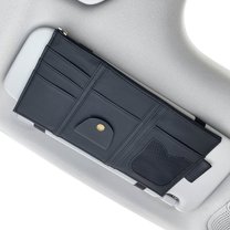 Car Sun Visor Organizer with 9 Pockets, PU Leather Storage Bag for Sunglasses, Cards, Pens, Phone & Documents - Universal Vehicle Accessory