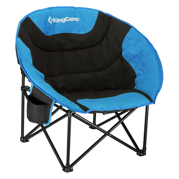 KingCamp Chaise de Camping Pliante Type Soucoupe pour Intérieur/extérieur, Noir/bleu